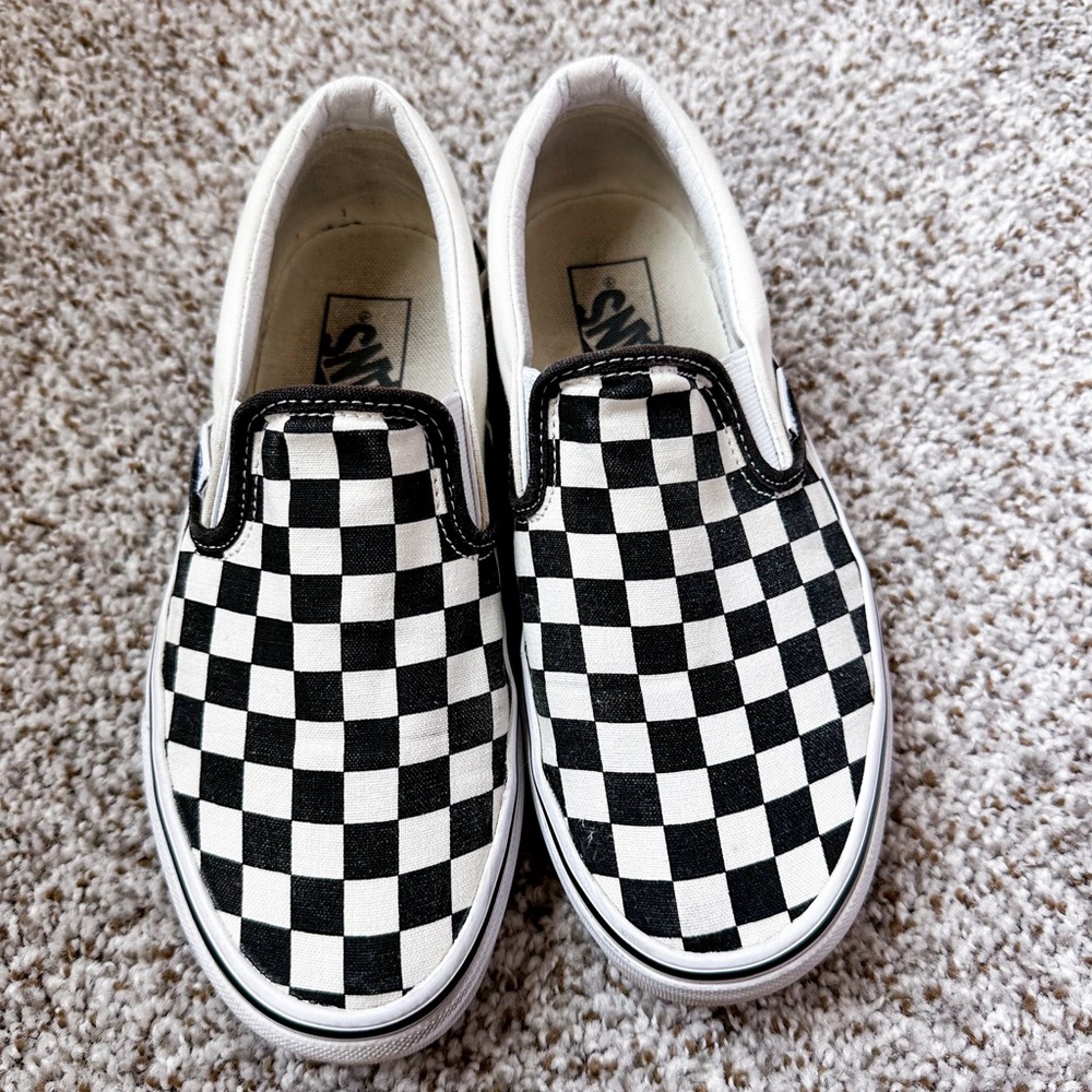 Vans Black and White Checker Slip On Shoes 6.5
